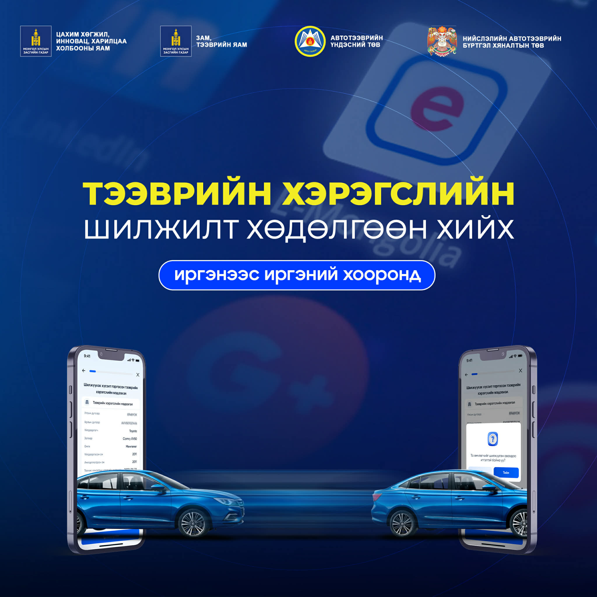 ТЭЭВРИЙН ХЭРЭГСЛИЙН ШИЛЖИЛТ ХӨДӨЛГӨӨНИЙГ ЦАХИМААР ХИЙДЭГ БОЛЛОО